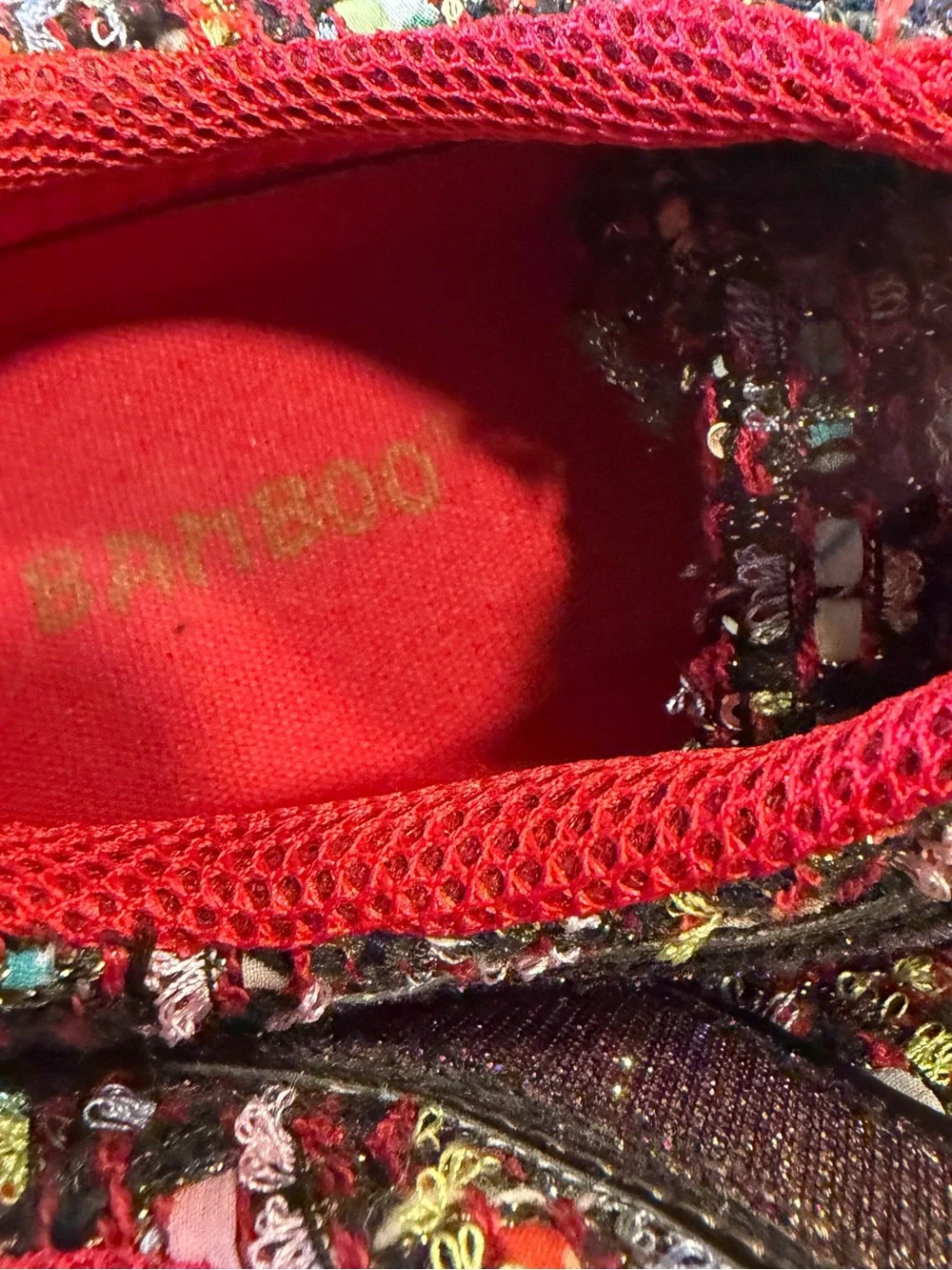 BAMBOO Multicolor Tweed and Red Lined Women's Sneakers - Picture 8 of 8